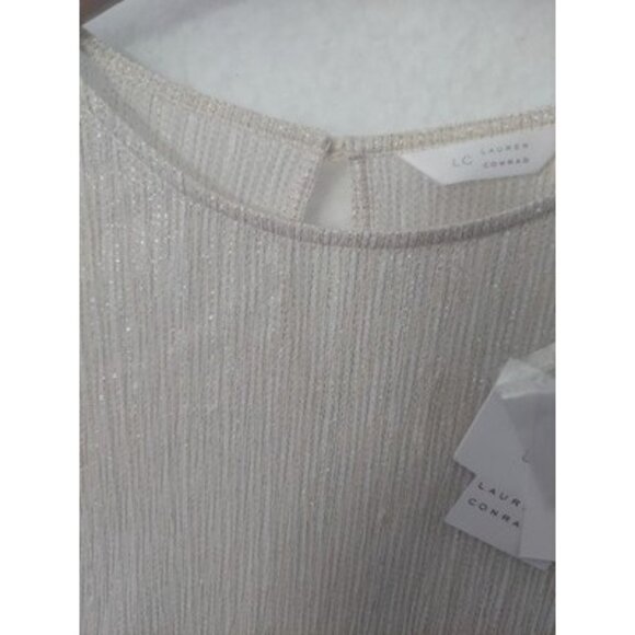 New Lauren Conrad Womens Small Sheer Beige Gold Top Ethereal Fairy Whimsigoth - Picture 6 of 11